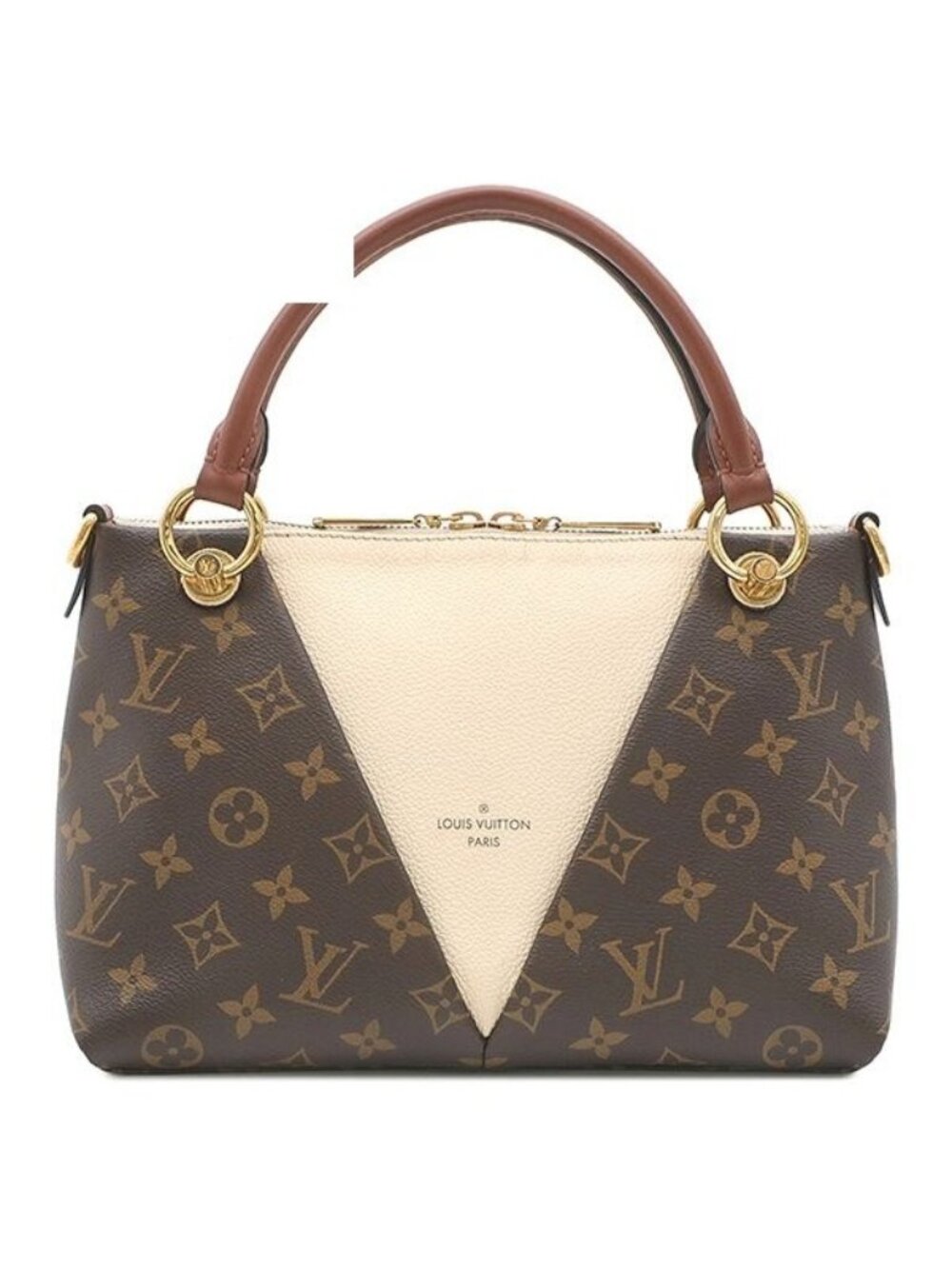 Louis Vuitton 2-Way Tote Bag BB Monogram Canvas Leather Cream Gold Brown White